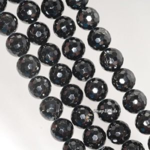 Shop Black Tourmaline Faceted Beads! 10mm Black Tourmaline Gemstone Grade AA Faceted Round Loose Beads 7.5 inch Half Strand (90191427-B6-512) | Natural genuine faceted Black Tourmaline beads for beading and jewelry making.  #jewelry #beads #beadedjewelry #diyjewelry #jewelrymaking #beadstore #beading #affiliate #ad