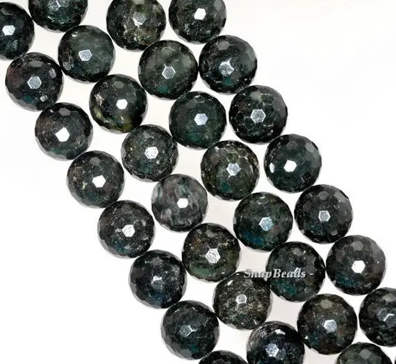 12mm Black Tourmaline Gemstone Grade Ab Faceted Round Loose Beads 7.5 Inch Half Strand (90191430-b6-512)