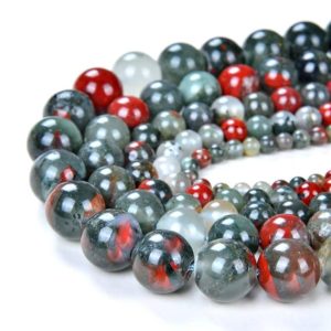 Natural Red Bloodstone Agate Gemstone Round Loose Spacer Jewelry Making Beads 