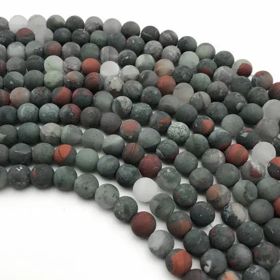 8mm Matte Africa Bloodstone Beads, Round Gemstone Beads, Wholesale Beads