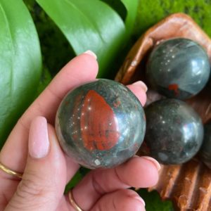 Shop Bloodstone Shapes! Bloodstone Sphere, 40mm, abundance, good fortune, purification | Natural genuine stones & crystals in various shapes & sizes. Buy raw cut, tumbled, or polished gemstones for making jewelry or crystal healing energy vibration raising reiki stones. #crystals #gemstones #crystalhealing #crystalsandgemstones #energyhealing #affiliate #ad