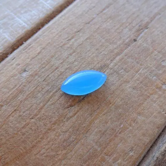 Blue Chalcedony Cabochon 15x8mm, Natural Blue Chalcedony Smooth Pear Cabochon Gemstone