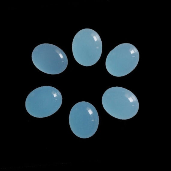 Blue Chalcedony Cabochon Gemstone 3x5 Mm To 20x30 Mm Oval Shape Flat Back Side Smooth Calibrated Brazilian Gemstones Lot For Jewelry Making