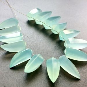 17-20mm Aqua Blue Chalcedony Horn Beads, Aqua Chalcedony Faceted Bead For Jewelry, Aqua Beads For Earrings (5Pcs To 10 Pcs Options) – KS3100 | Natural genuine faceted Blue Chalcedony beads for beading and jewelry making.  #jewelry #beads #beadedjewelry #diyjewelry #jewelrymaking #beadstore #beading #affiliate #ad