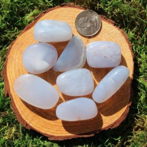 Shop Tumbled Blue Chalcedony Crystals & Pocket Stones! Turkish Blue Chalcedony Large Tumbled | Natural genuine stones & crystals in various shapes & sizes. Buy raw cut, tumbled, or polished gemstones for making jewelry or crystal healing energy vibration raising reiki stones. #crystals #gemstones #crystalhealing #crystalsandgemstones #energyhealing #affiliate #ad
