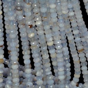 6x4mm Chalcedony Blue Lace Agate Gemstone Faceted Rondelle Loose Beads 7.5 inch Half Strand (90181681-166) | Natural genuine beads Array beads for beading and jewelry making.  #jewelry #beads #beadedjewelry #diyjewelry #jewelrymaking #beadstore #beading #affiliate #ad