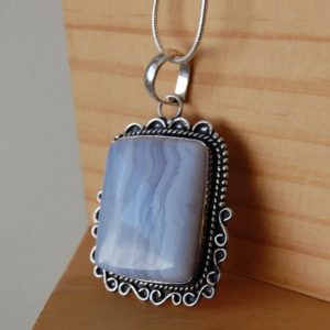 Shop Blue Lace Agate Pendants! Blue Lace Agate Necklace, Blue Lace Agate Pendant, Artisan Jewelry, Grounding Stones, Calming Stones, Crystal Jewelry, Spiritual Jewelry, | Natural genuine Blue Lace Agate pendants. Buy crystal jewelry, handmade handcrafted artisan jewelry for women.  Unique handmade gift ideas. #jewelry #beadedpendants #beadedjewelry #gift #shopping #handmadejewelry #fashion #style #product #pendants #affiliate #ad
