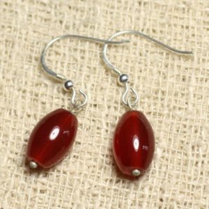 Shop Carnelian Earrings! Boucles d'Oreilles Argent 925 et Pierre – Cornaline Olives 12mm | Natural genuine Carnelian earrings. Buy crystal jewelry, handmade handcrafted artisan jewelry for women.  Unique handmade gift ideas. #jewelry #beadedearrings #beadedjewelry #gift #shopping #handmadejewelry #fashion #style #product #earrings #affiliate #ad