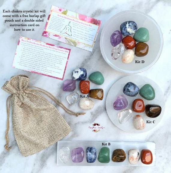 Chakra Kit-chakra Set-chakra Stone Set-7 Chakra Crystals-crystal Gifts-healing Crystals-crystal Therapy-reiki-spirituality-selenite-tumbled