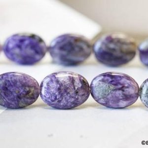 L-M/ Charoite 15x20mm/ 13x18mm Flat Oval Beads 15.5 inches long, Russia Gemstone Purple Charoite Smooth Oval, For DIY Jewelry Making | Natural genuine other-shape Charoite beads for beading and jewelry making.  #jewelry #beads #beadedjewelry #diyjewelry #jewelrymaking #beadstore #beading #affiliate #ad