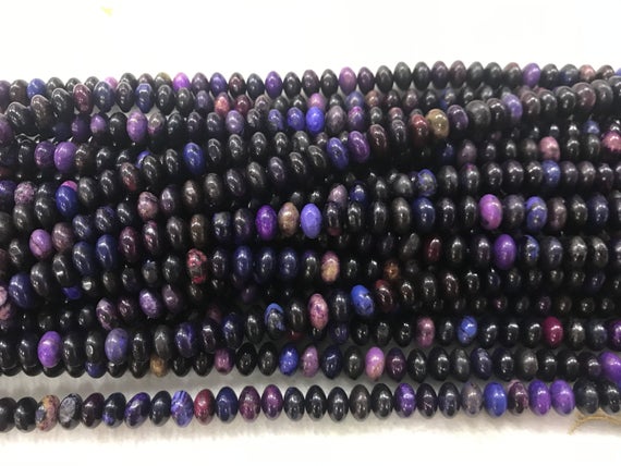 Chinese Sugilite 8mm Rondelle Loose Black Purple Dyed Natural Beads 15 Inch Jewelry Supply Bracelet Necklace Material Support Wholesale