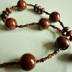 Chocolate Mahogany Obsidian Necklace, Dark Brown Gemstone Beads, Handmade Necklace, Jewelry Gift for Her | Natural genuine Mahogany Obsidian necklaces. Buy crystal jewelry, handmade handcrafted artisan jewelry for women.  Unique handmade gift ideas. #jewelry #beadednecklaces #beadedjewelry #gift #shopping #handmadejewelry #fashion #style #product #necklaces #affiliate #ad