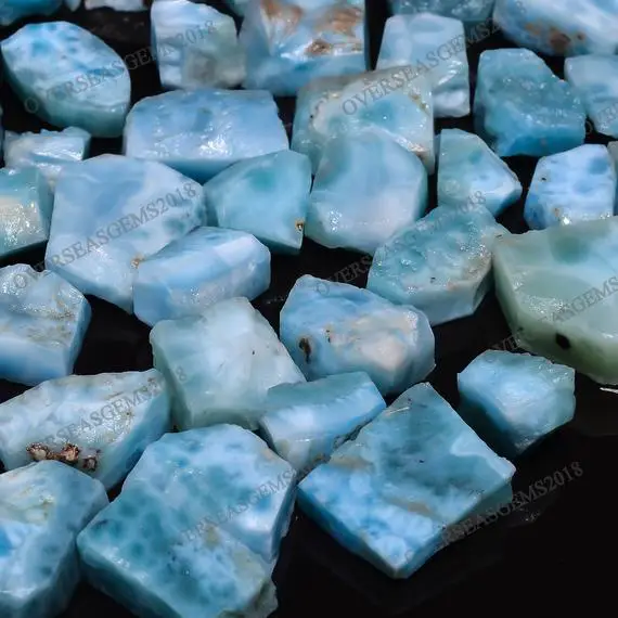 Natural Blue Larimar Raw Gemstone Lot, Larimar Loose Chips For Jewelry Making Supplies, Wholesale Bulk Larimar Rough Crystals 12 To 20 Mm