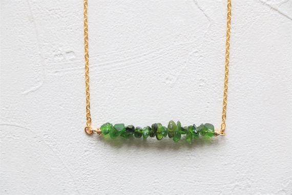 Chrome Diopside Necklace, Raw Crystal Necklace, Natural Crystal Necklace, Gemstone Necklace, Raw Quartz Necklace, Natural Stone Necklace