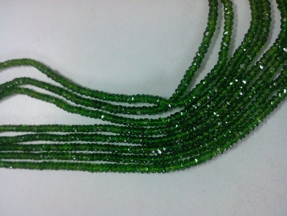 Chrome Diopside Rondelle Bead Luxury,elegent Aaa Quality 2.75mm-4mm Mix--7"inch String Nice Quality Micro Faceted Chrome Diopside Beads