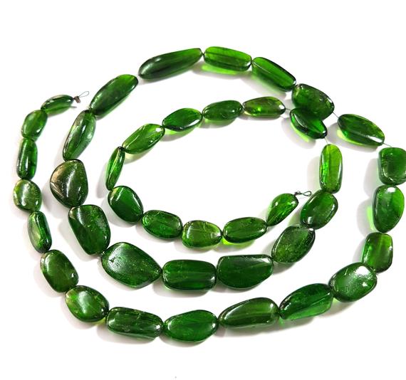 Chrome Diopside Smooth Nuggets Beads Brand New Tourmaline Amazing Aaa+++ Quality Smooth Tumble 6x10 Mm -- 7x18 Mm Full 15 Inch Strand[e8691]