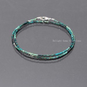 Shop Chrysocolla Necklaces! Natural Chrysocolla Beaded Necklace, 2.5mm Blue-Green Chrysocolla Micro Faceted Round Beads Necklace, Dainty Chrysocolla Minimalist Necklace | Natural genuine Chrysocolla necklaces. Buy crystal jewelry, handmade handcrafted artisan jewelry for women.  Unique handmade gift ideas. #jewelry #beadednecklaces #beadedjewelry #gift #shopping #handmadejewelry #fashion #style #product #necklaces #affiliate #ad
