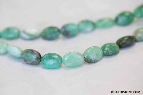 M/ Chrysoprase 10x14mm Flat Oval Beads 16" Strand Natural Green Gemstone Beads Shade Varies For Jewelry Making