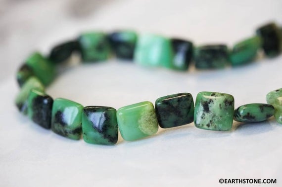 M/ Chrysoprase 12x12mm Flat Square Beads 16" Strand Natural Green Gemstone Beads For Jewelry Making