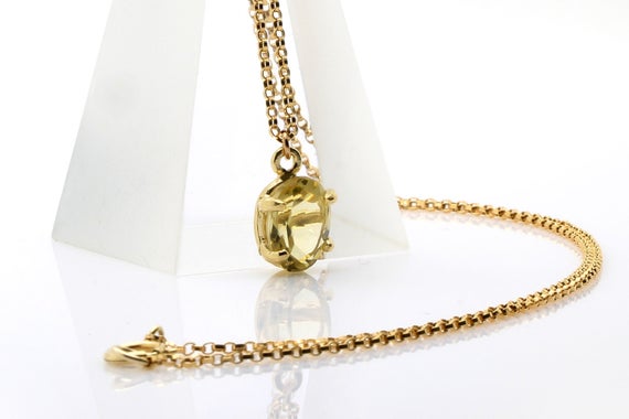 Gold Oval Citrine Pendant Necklace · November Birthstone Pendant · Oval Pendant · 18k Prong Pendant · Gold Necklace · Prosperity Necklace