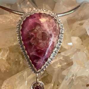 Shop Pink Calcite Jewelry! Congo Cobalto Calcite Sterling Silver Pendant | Natural genuine Pink Calcite jewelry. Buy crystal jewelry, handmade handcrafted artisan jewelry for women.  Unique handmade gift ideas. #jewelry #beadedjewelry #beadedjewelry #gift #shopping #handmadejewelry #fashion #style #product #jewelry #affiliate #ad