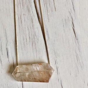 Shop Ametrine Jewelry! Copper Rutilated Quartz Necklace Bar Necklace Gemstone Necklace Pendant Necklae | Natural genuine Ametrine jewelry. Buy crystal jewelry, handmade handcrafted artisan jewelry for women.  Unique handmade gift ideas. #jewelry #beadedjewelry #beadedjewelry #gift #shopping #handmadejewelry #fashion #style #product #jewelry #affiliate #ad