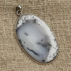 n5 – Pendentif Argent 925 et Agate Dendritique Ovale 46x29mm | Natural genuine Dendritic Agate pendants. Buy crystal jewelry, handmade handcrafted artisan jewelry for women.  Unique handmade gift ideas. #jewelry #beadedpendants #beadedjewelry #gift #shopping #handmadejewelry #fashion #style #product #pendants #affiliate #ad