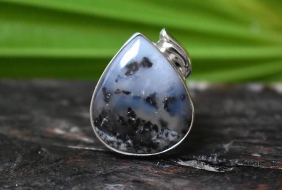 925 Silver Natural Dendritic Agate Ring-natural Dendrite Agate Ring-dendritic Ring,handmade Ring-ring For Women-design Ring