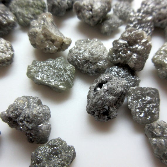 5 Pieces Huge 12mm To 18mm Natural Grey Raw Uncut Loose Diamond, Natural Sparkling Grey Rough Diamond Loose, Dds635/1