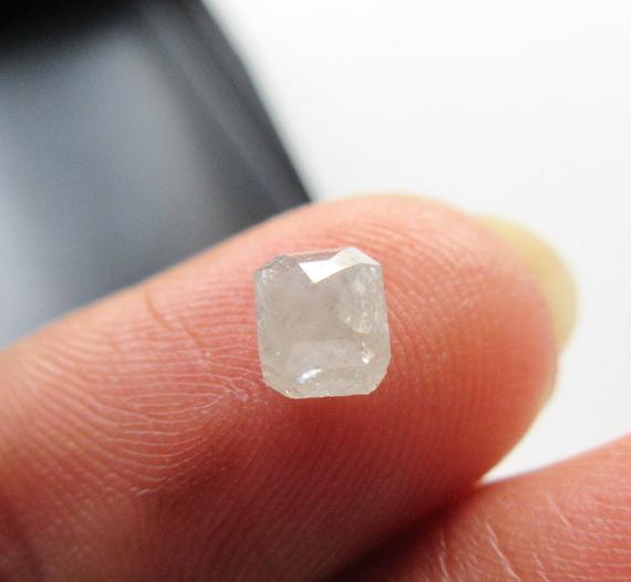 Ooak 0.70ctw/4.4mm Natural White Asscher Cut Rose Cut Diamond Loose Cabochon, Faceted Rose Cut Diamond Loose For Ring, Dds571/4