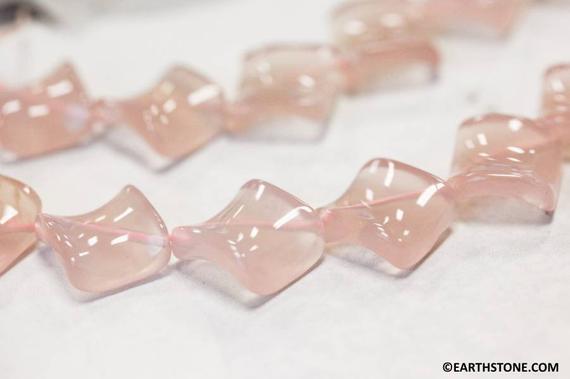 Xl/ Pink Chalcedony 20x20mm Swirl Diamond Beads 15.5" Strand Size Varies (16x16mm Square Diagonal-drilled)  For Jewelry Designs