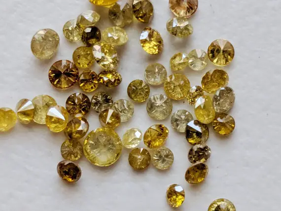 Yellow Diamonds, 1.4-1.8mm Melee Diamonds, Round Brilliant Cut Solitaire Faceted Yellow Diamond For Jewelry, (10 Pcs To 40 Pcs)-ppd433