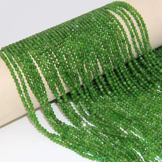 Aaaa Natural Chrome Diopside Semi Precious Stone Faceted Round Beads,2mm/3mm/4mm Gemstone Beads,rich Green Chrome Faceted Round Jewelry Bead