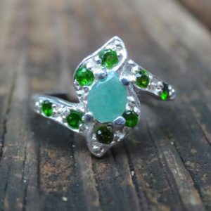 Shop Diopside Rings! 925 – Natural Green Emerald & Chrome Diopside Ring Size 7, Sterling Silver Green Emerald Ring 7, Chrome Diopside Ring, Handmade Emerald ring | Natural genuine Diopside rings, simple unique handcrafted gemstone rings. #rings #jewelry #shopping #gift #handmade #fashion #style #affiliate #ad