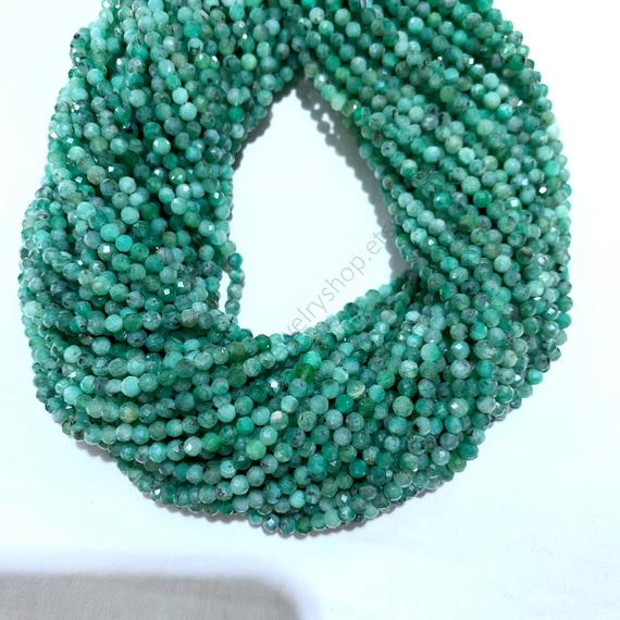 Tiny Green Emerald Beads Micro Faceted 2mm 3mm, Natural Emerald Beads, Small Green Gemstone Semi Precious Spacer Beads, Delicate Emerald