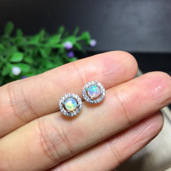 Natural Ethiopian Opal Earring Quartz Silver 925 Sterling Gemstone jewelry New