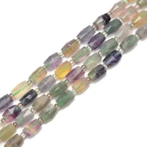 Shop Fluorite Faceted Beads! Fluorite Faceted Drum Shape Beads Size 10x13mm 15.5'' Strand | Natural genuine faceted Fluorite beads for beading and jewelry making.  #jewelry #beads #beadedjewelry #diyjewelry #jewelrymaking #beadstore #beading #affiliate #ad