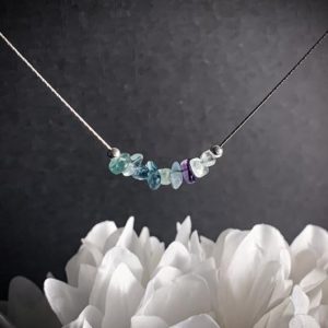 Rainbow Fluorite Necklace, Empath Jewelry, Anxiety Jewelry, Empath protection | Natural genuine Fluorite jewelry. Buy crystal jewelry, handmade handcrafted artisan jewelry for women.  Unique handmade gift ideas. #jewelry #beadedjewelry #beadedjewelry #gift #shopping #handmadejewelry #fashion #style #product #jewelry #affiliate #ad