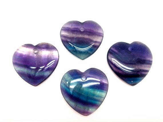 Fluorite Crystal Heart Pendant - Rainbow Fluorite Crystal - Polished Fluorite Heart - Healing Crystal Necklace - Fluorite Heart Necklace