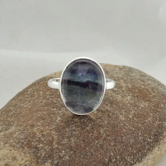 Fluorite Ring - 925 Pure Silver - Handcrafted Ring - Wholesale Jewelry - Gold Plated Ring - Jewelry For Month Birthday - Gift For Women