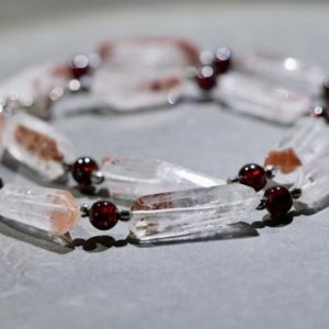 Shop Garnet Necklaces! Faceted Hematoid Quartz Necklace with red Garnet | Natural genuine Garnet necklaces. Buy crystal jewelry, handmade handcrafted artisan jewelry for women.  Unique handmade gift ideas. #jewelry #beadednecklaces #beadedjewelry #gift #shopping #handmadejewelry #fashion #style #product #necklaces #affiliate #ad