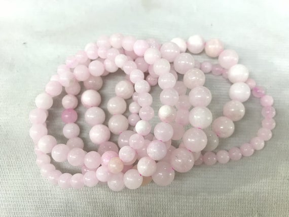 Genuine Pale Pink Calcite 4mm - 10mm Round Natural Gemstone Beads Finished Jewerly Bracelet Supply - 1piece