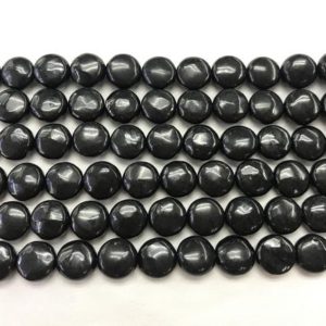 Shop Shungite Beads! Genuine Shungite 10mm – 12mm Flat Round Black Gemstone Coin Loose Beads 15 inch Jewelry Supply Bracelet Necklace Material Support Wholesale | Natural genuine other-shape Shungite beads for beading and jewelry making.  #jewelry #beads #beadedjewelry #diyjewelry #jewelrymaking #beadstore #beading #affiliate #ad