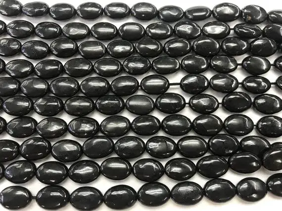 Genuine Shungite 10x14mm / 13x18mm Oval Black Gemstone Loose Beads 15 Inch Jewelry Supply Bracelet Necklace Material Support Wholesale