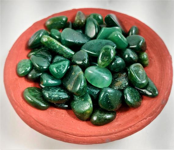 5 Pieces Green Jade Tumble - Natural Jade Crystal - Healing Crystal - Pocket Crystal  7 - 12mm - Crystal Shop