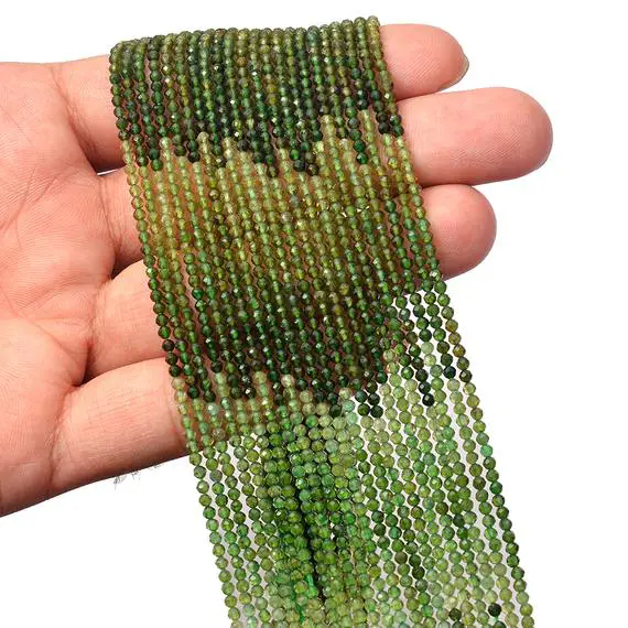 Natural Aaa+ Multi Green Tourmaline 2mm-3mm Faceted Rondelle Loose Beads | 13inch Strand | Green Tourmaline Semi Precious Gemstone Beads