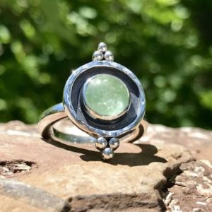 Shop Fluorite Rings! Handcrafted Sterling Silver Pale Green Fluorite Ring – Granulated Silver Gemstone Ring 925 – Silver Chakra Ring – Seafoam WhistlingGypsyINC | Natural genuine Fluorite rings, simple unique handcrafted gemstone rings. #rings #jewelry #shopping #gift #handmade #fashion #style #affiliate #ad