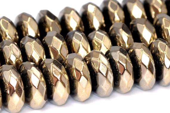 7x3mm Champagne Gold Hematite Beads Aaa Natural Gemstone Faceted Rondelle Loose Beads 15.5" / 7" Bulk Lot Options (101681)
