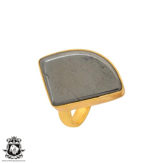 Size 6.5 - Size 8 Hematite Ring Meditation Ring 24k Gold Ring Gpr949