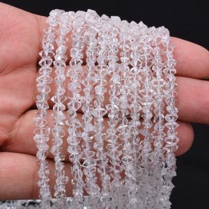 Shop Herkimer Diamond Beads! Raw Herkimer Diamond Quartz Clear Uncut Nuggets | 4mm-7mm 16inch Strand- 62Carats | AAA+ Diamond Quartz Crystal Clear Beads for Jewelry | Natural genuine chip Herkimer Diamond beads for beading and jewelry making.  #jewelry #beads #beadedjewelry #diyjewelry #jewelrymaking #beadstore #beading #affiliate #ad
